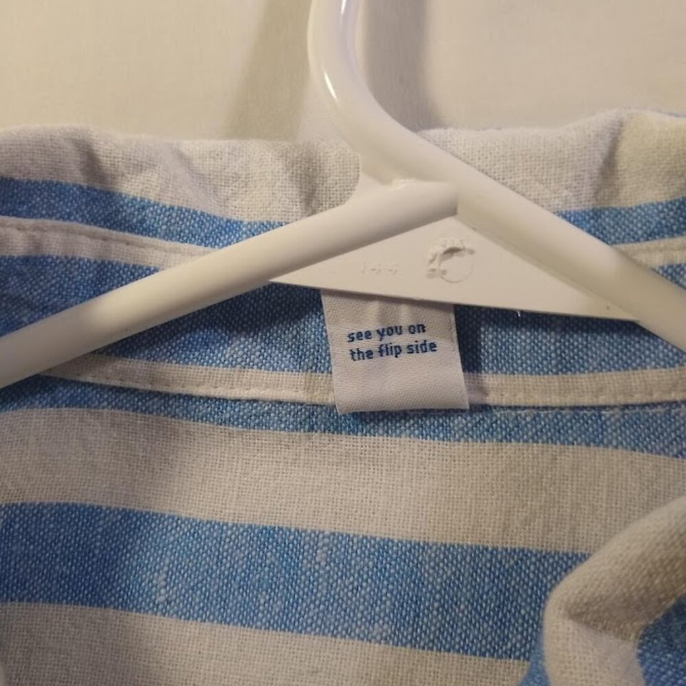 NWOT Old Navy L/tall  sky blue+white stripes short sleeve long dress - Picture 13 of 13